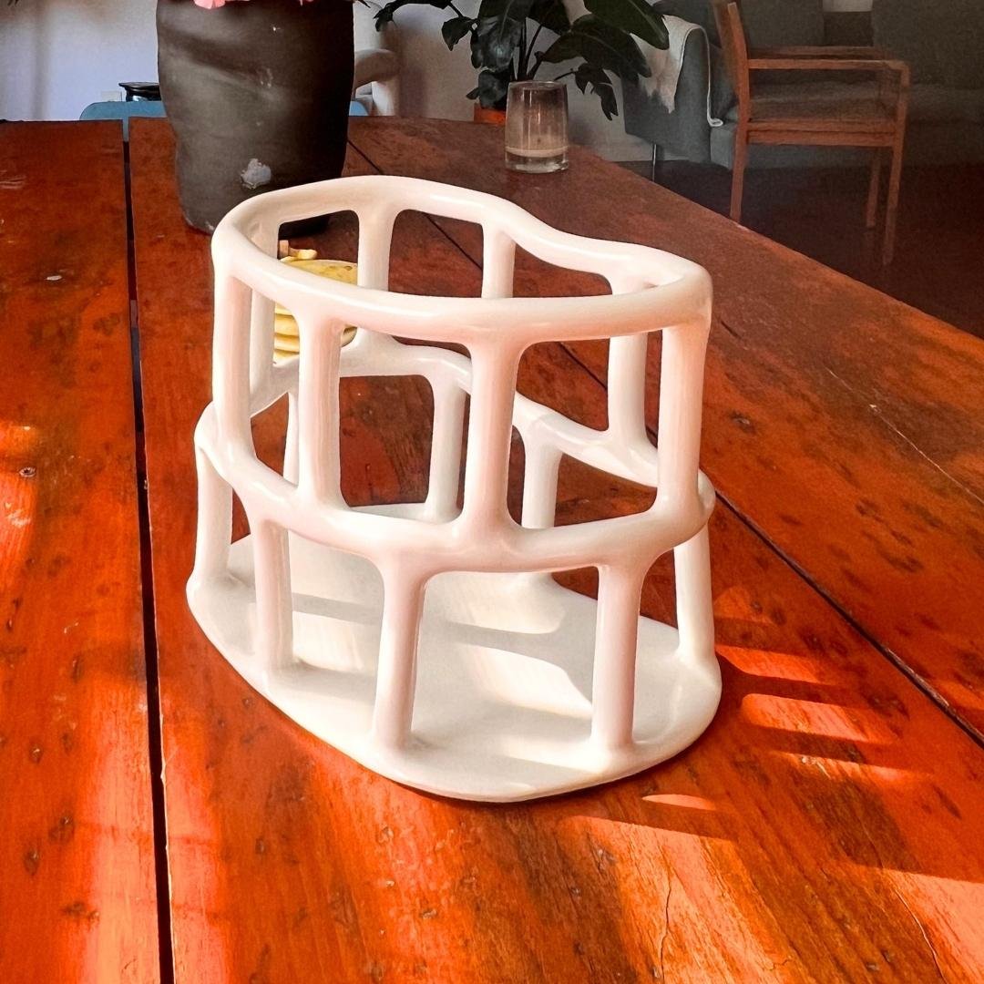 satin white fruit basket