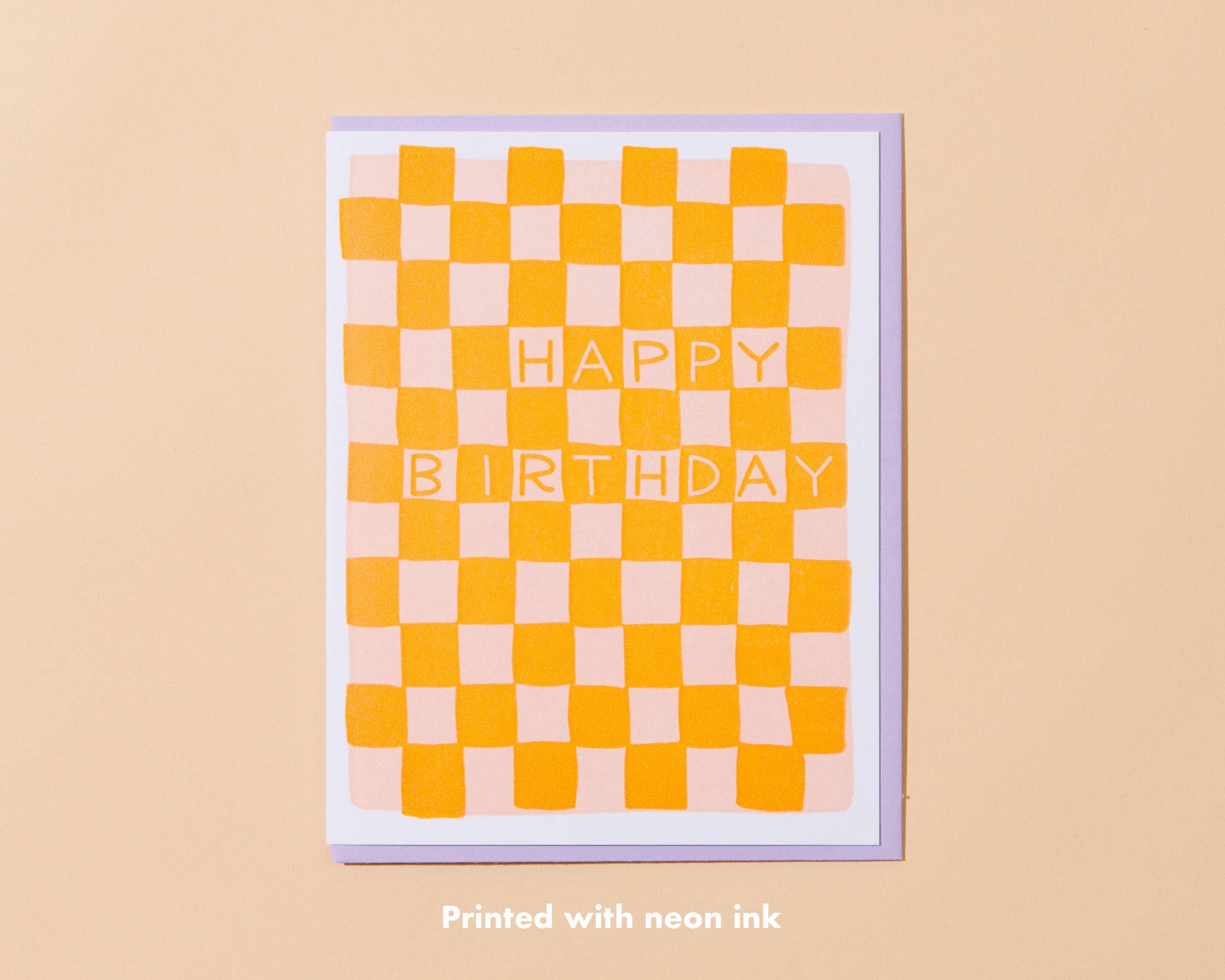 checkerboard birthday letterpress greeting card