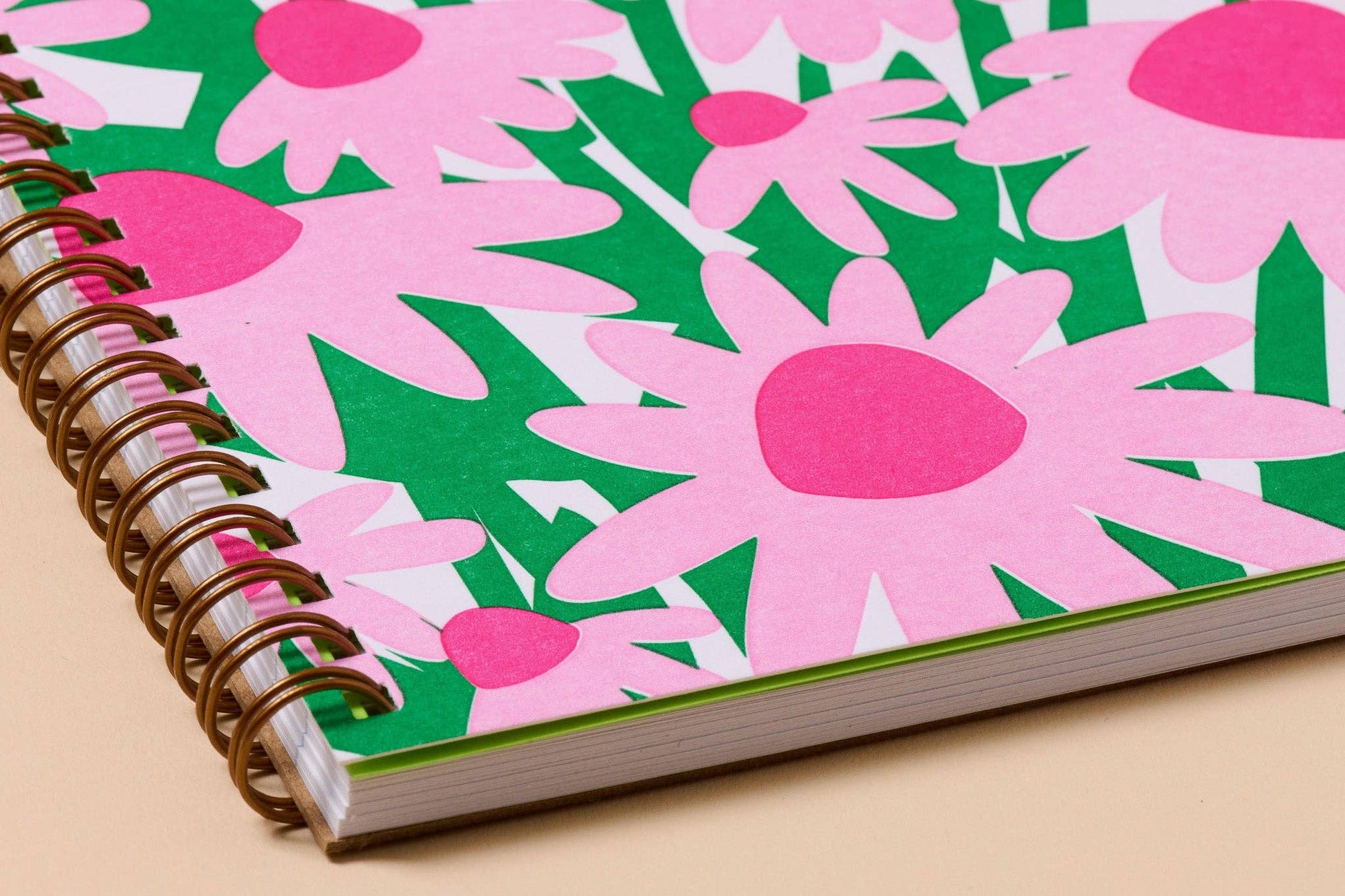 coneflower wildflower letterpress spiral A5 notebook