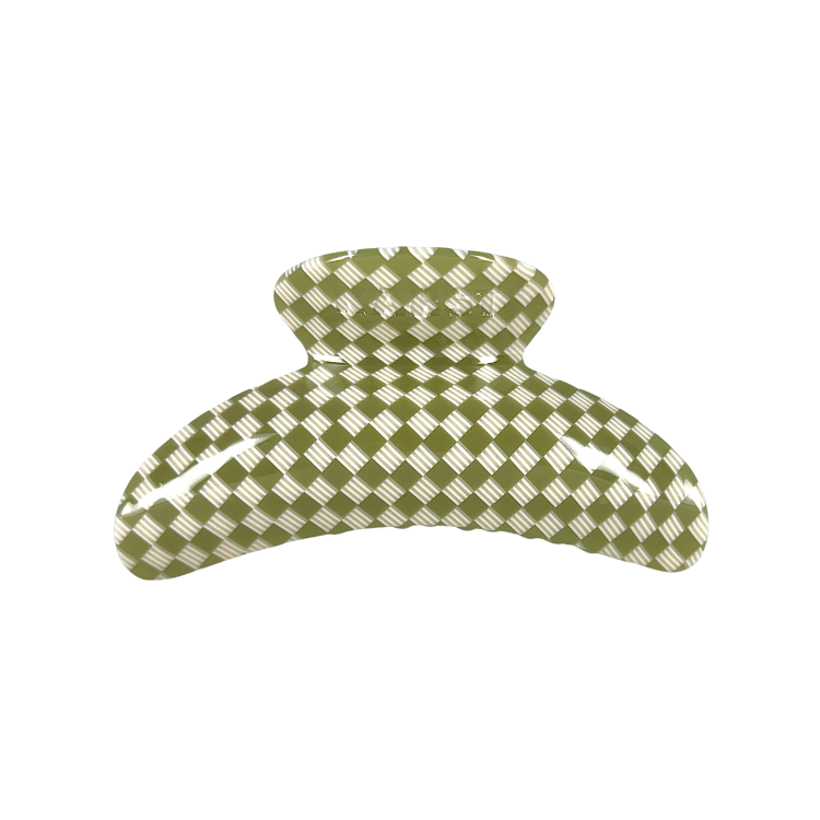 superclip hair claw — olive checker