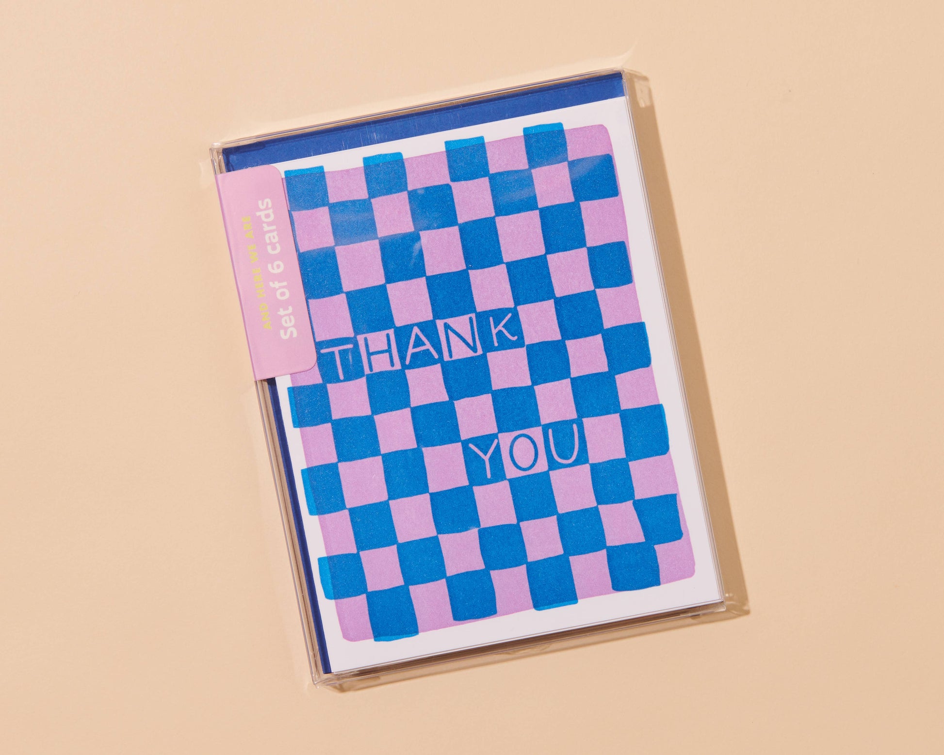 checkerboard thank you letterpress greeting card