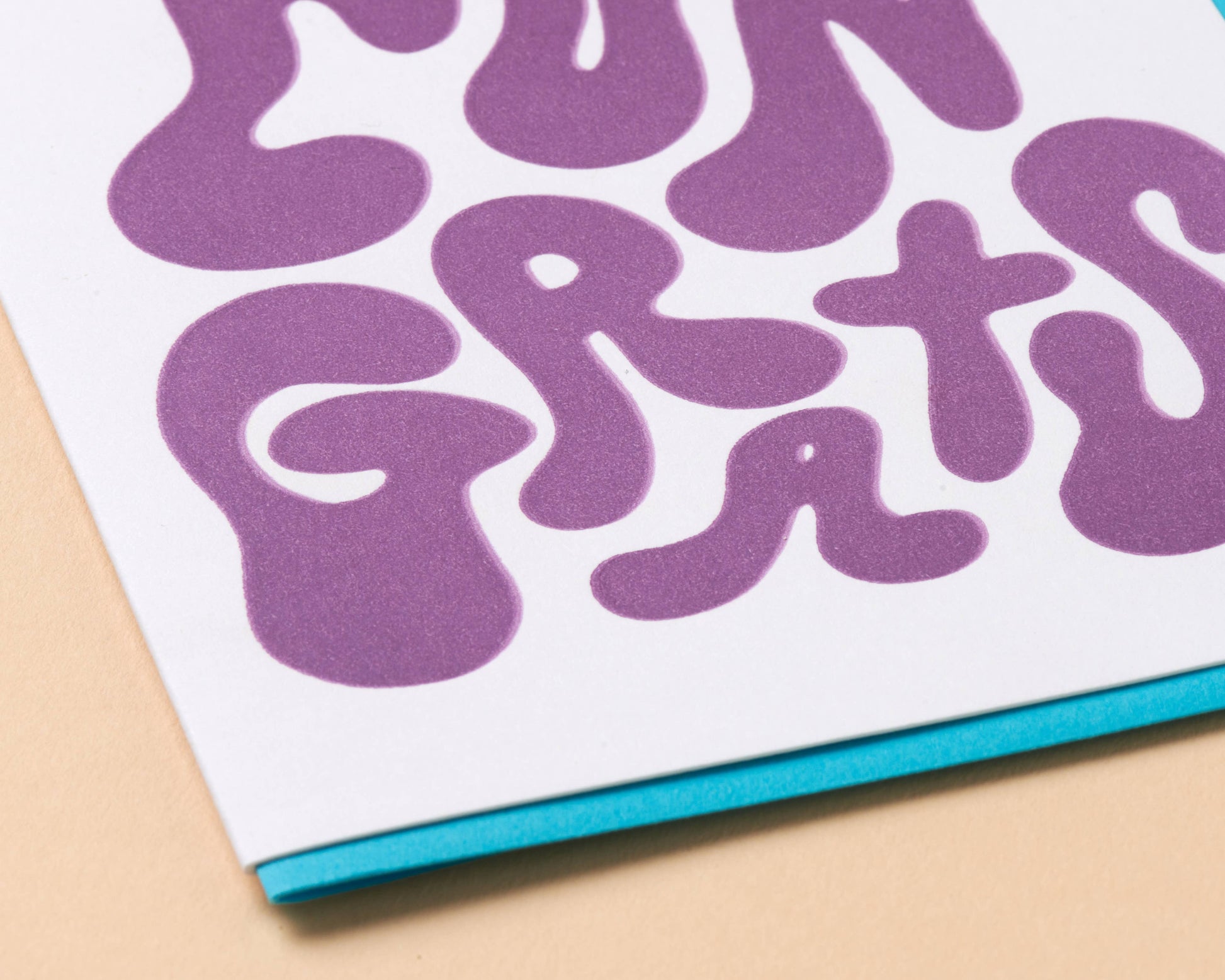 bubble congrats letterpress greeting card