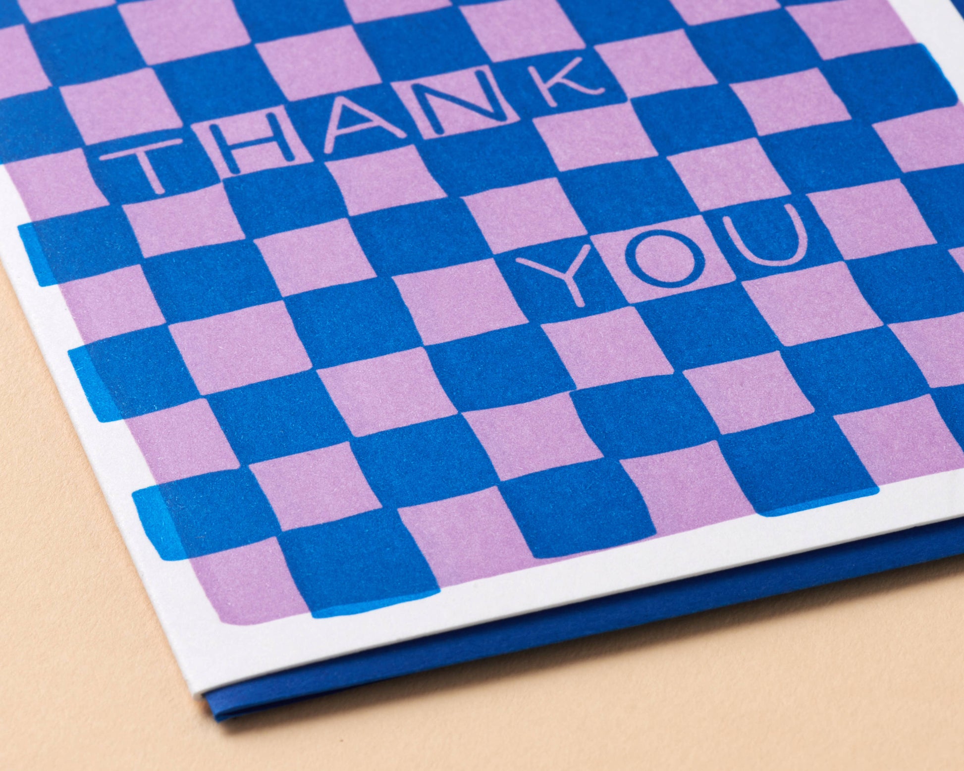 checkerboard thank you letterpress greeting card