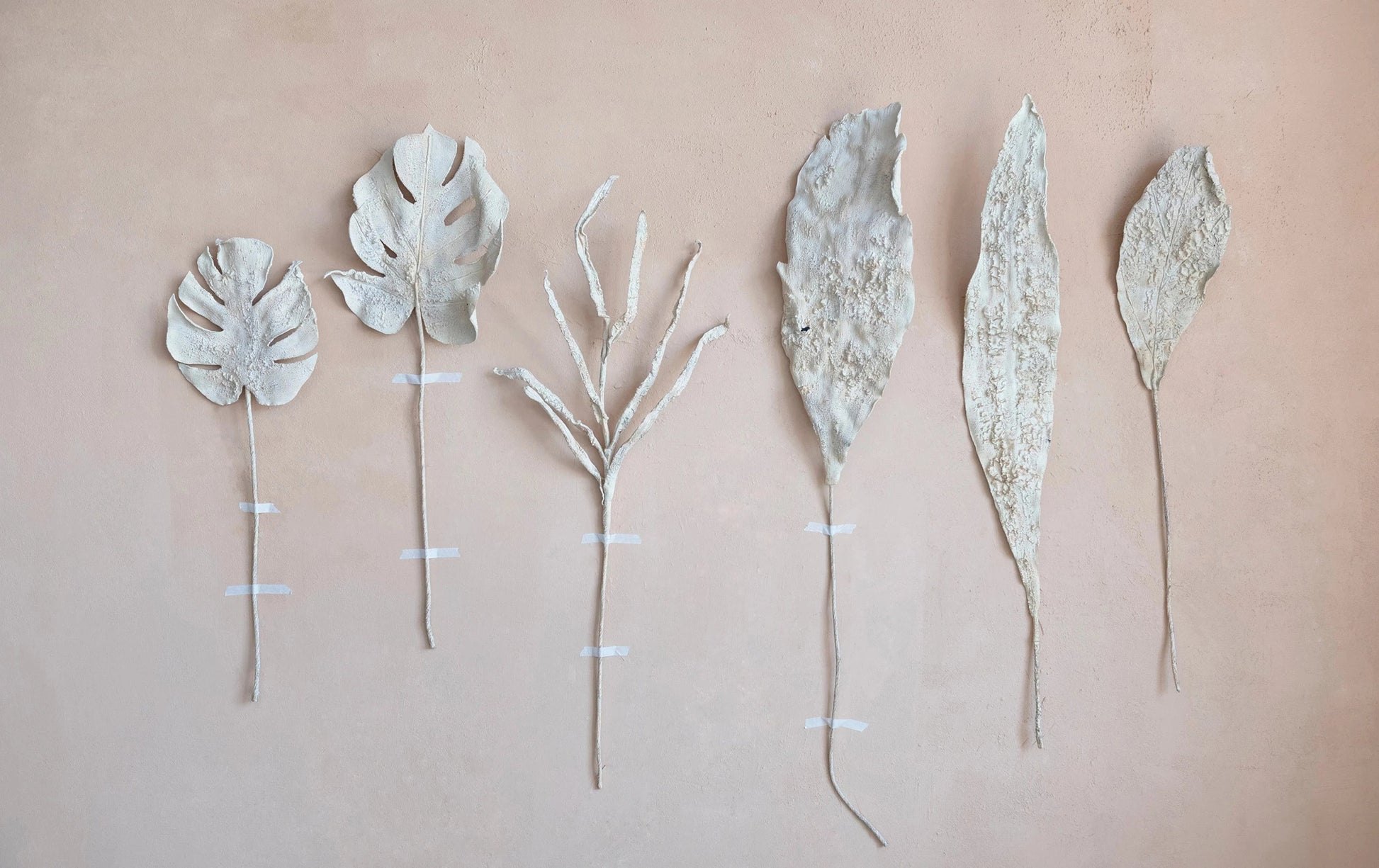 sand colored faux plaster botanical leaf