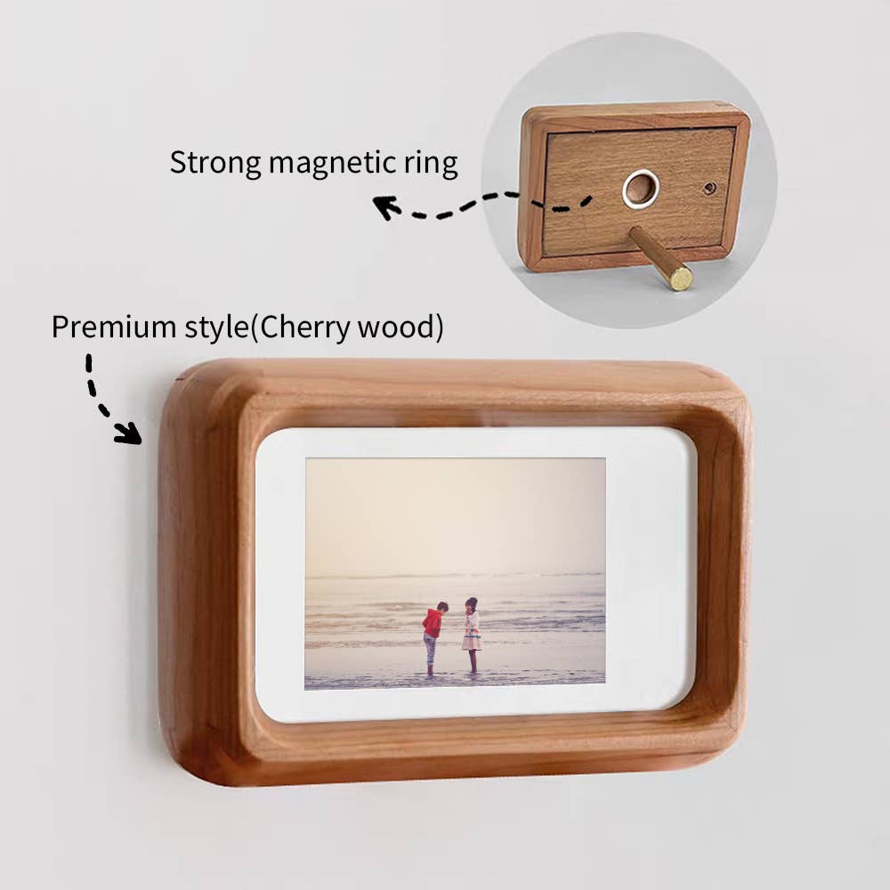 3" fridge magnet mini solid wood display frame