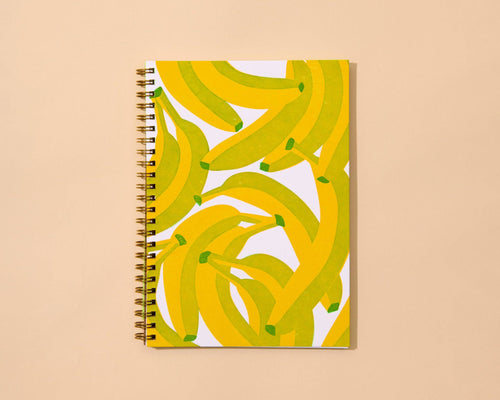 letterpress A5 spiral notebook—bananas