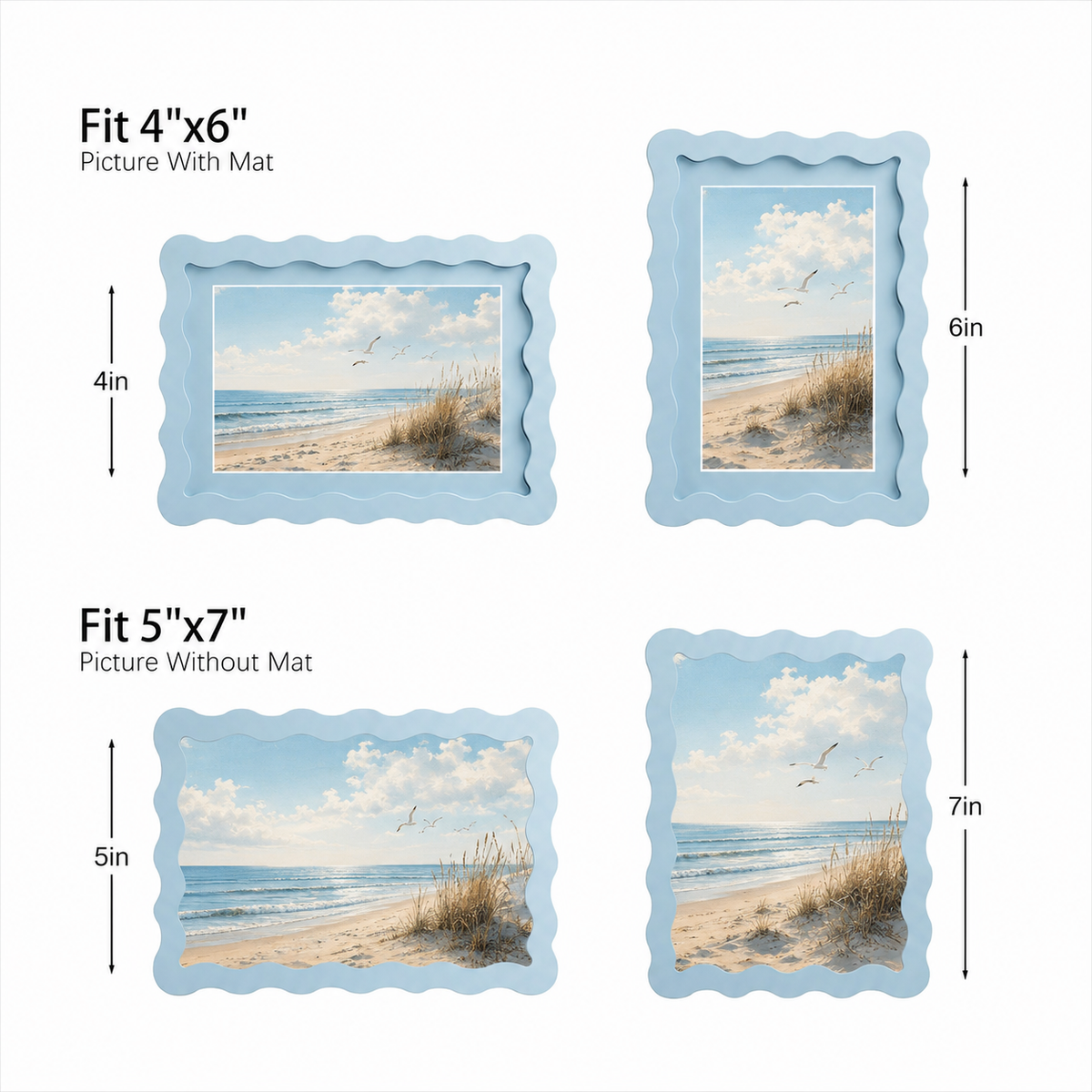 Colorful Wavy Edge MDF Wood Frame | Matte Painted Finish