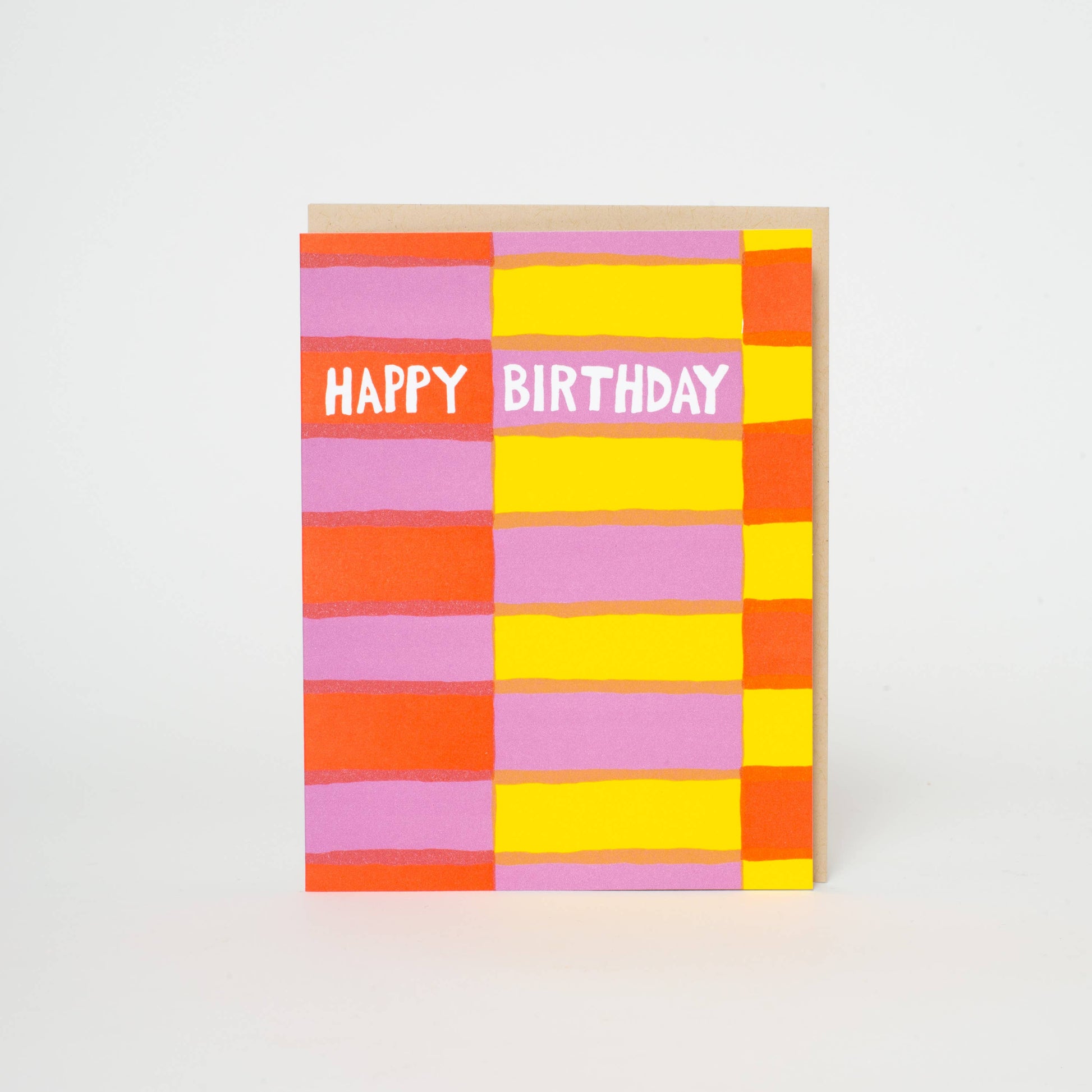 birthday fruit stripe letterpress greeting card