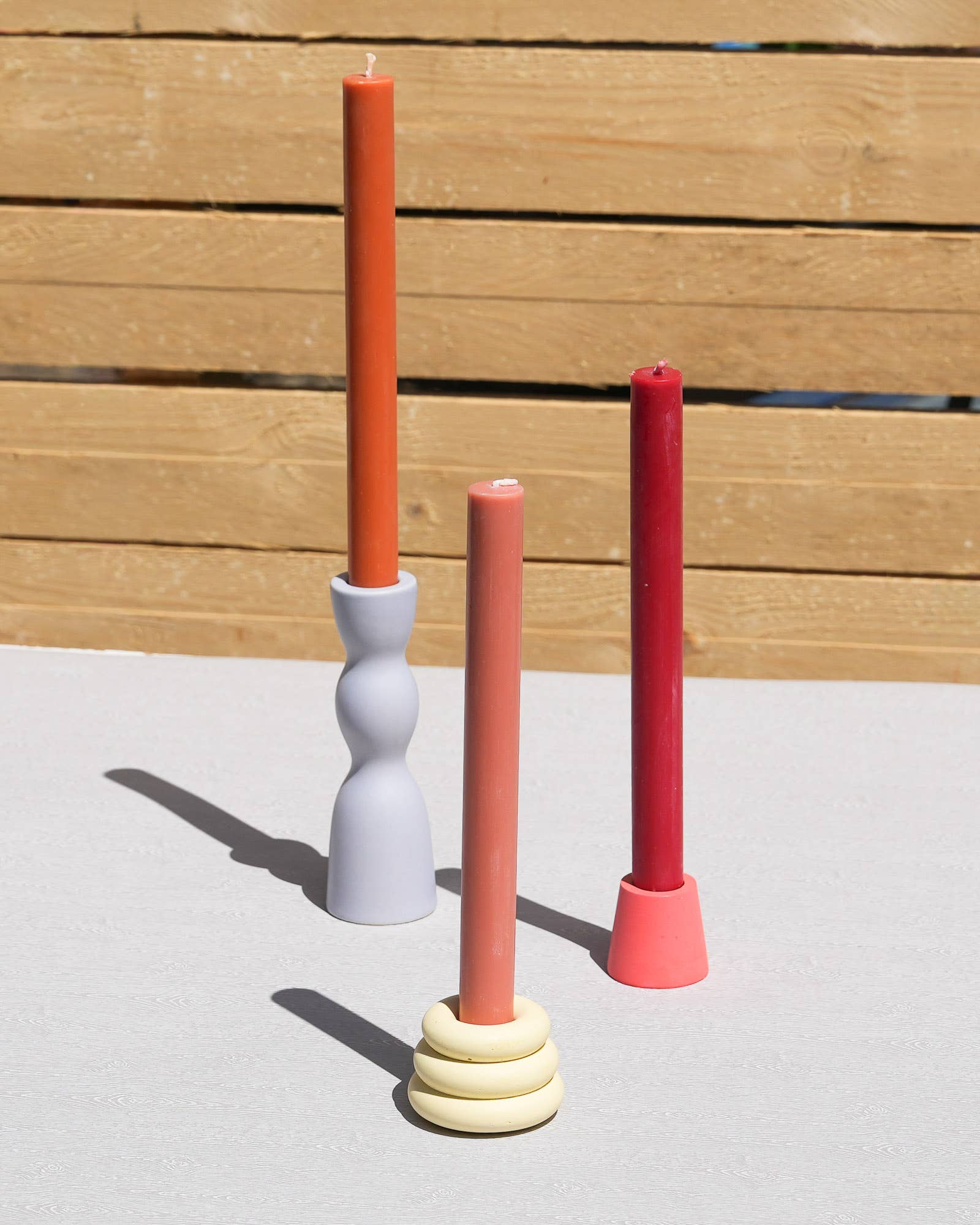 solid dinner candles set 6 / oranges and reds