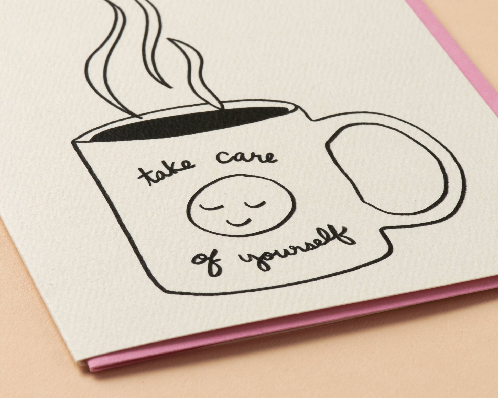 take care coffee cup letterpress greeting card