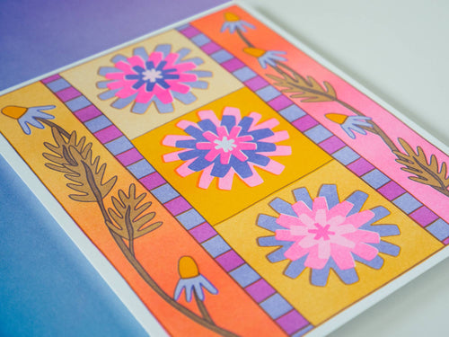 zinnia  - risograph art print