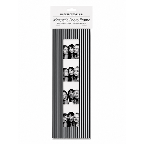 magnetic vintage photo booth frame - black & white stripe