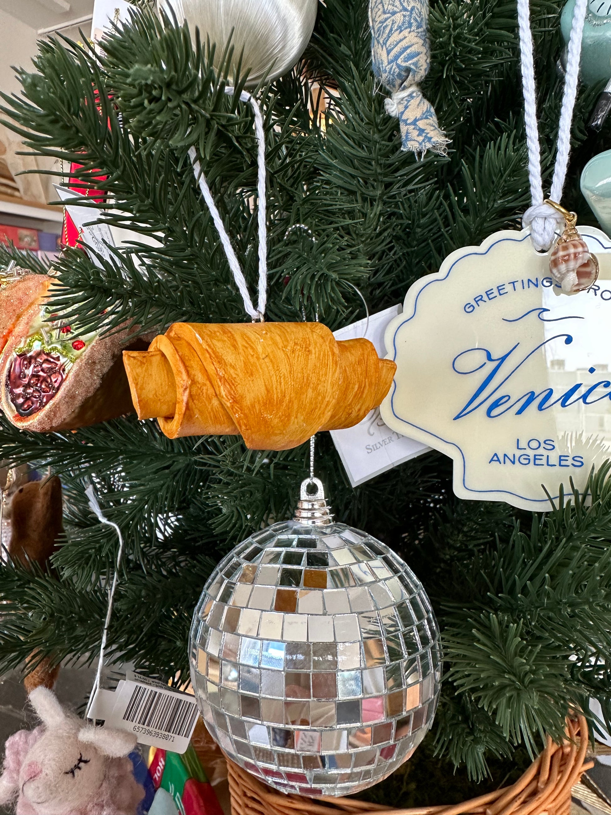 handmade clay croissant ornament