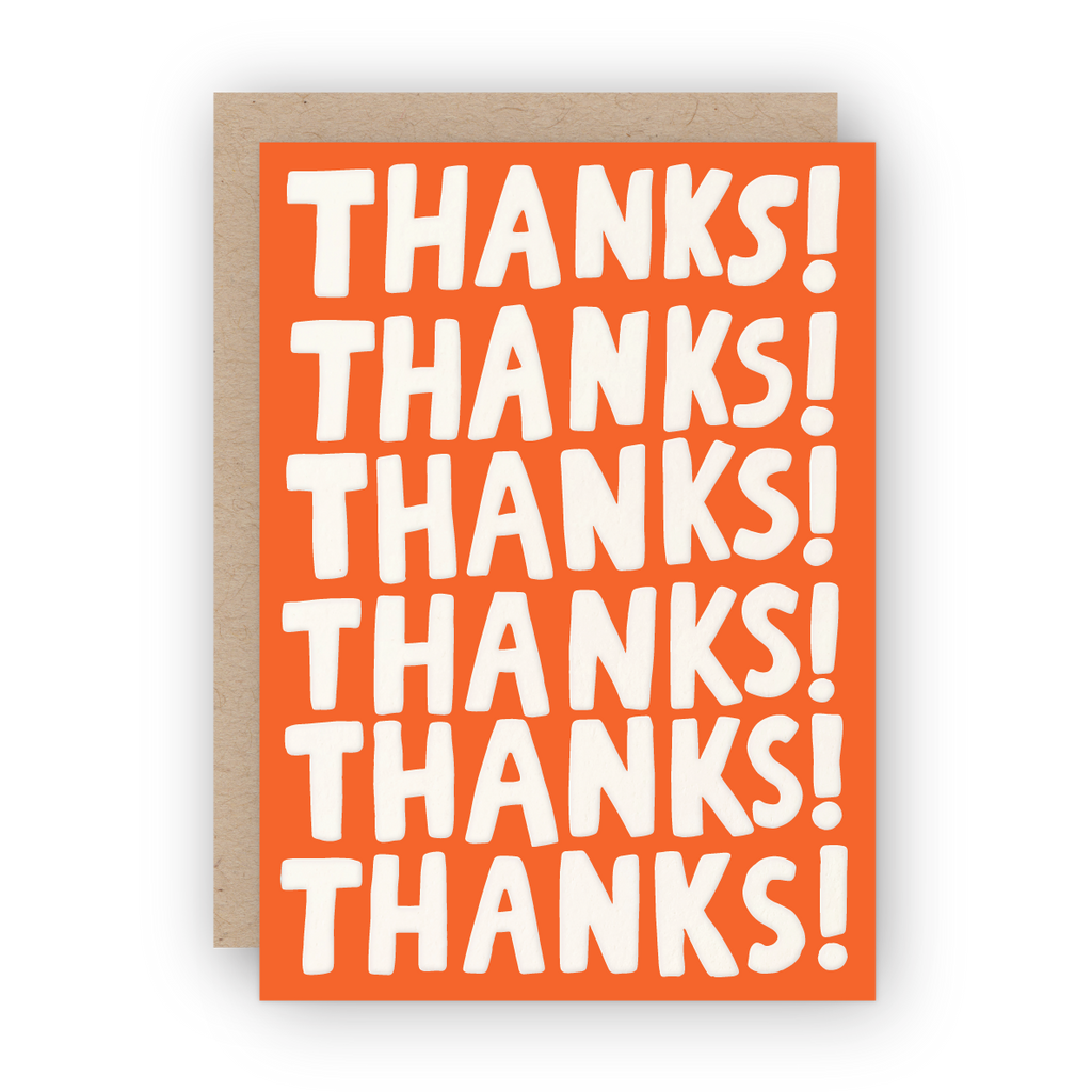 Thanks! Thanks! Thanks! letterpress greeting card