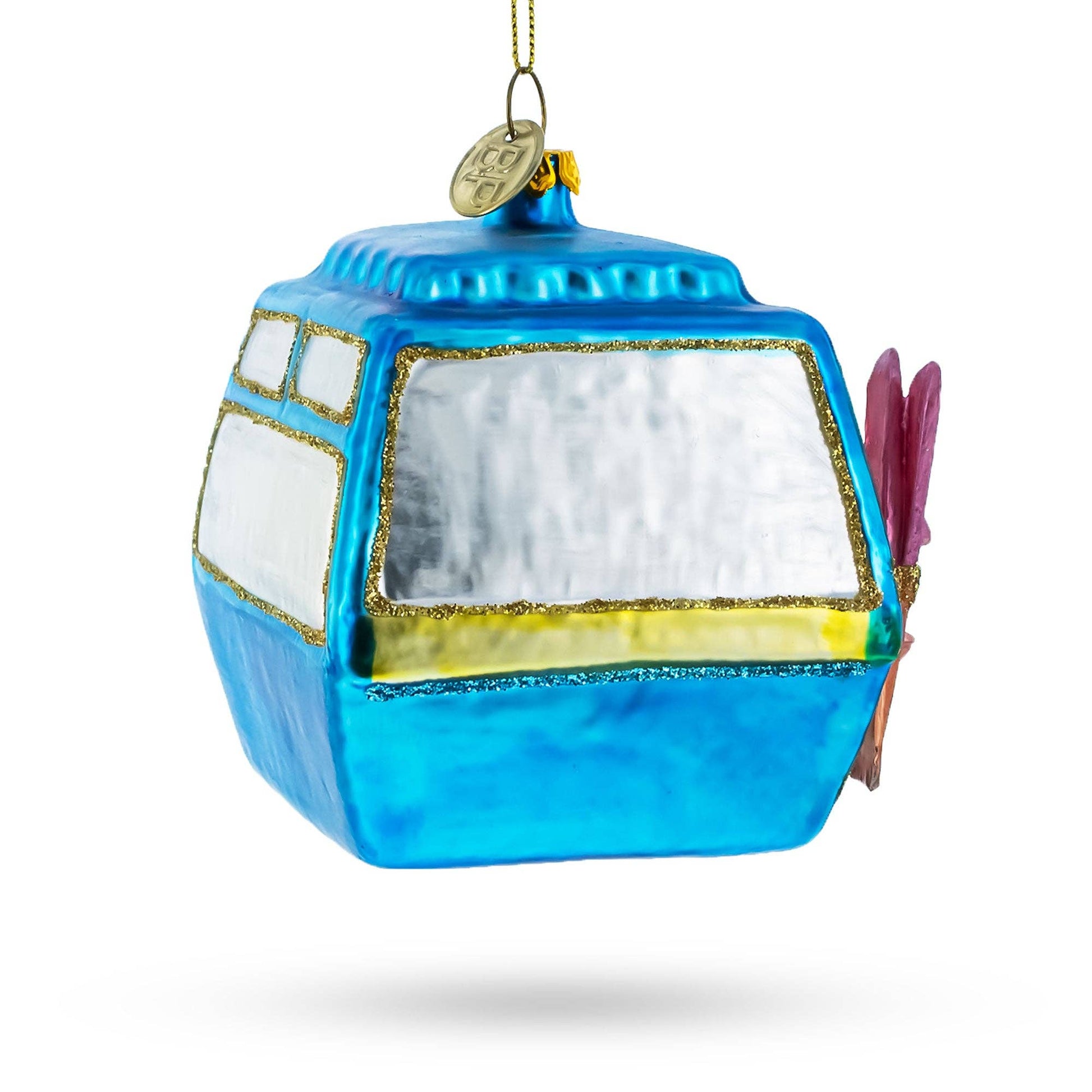 mountain bliss ski gondola glass ornament