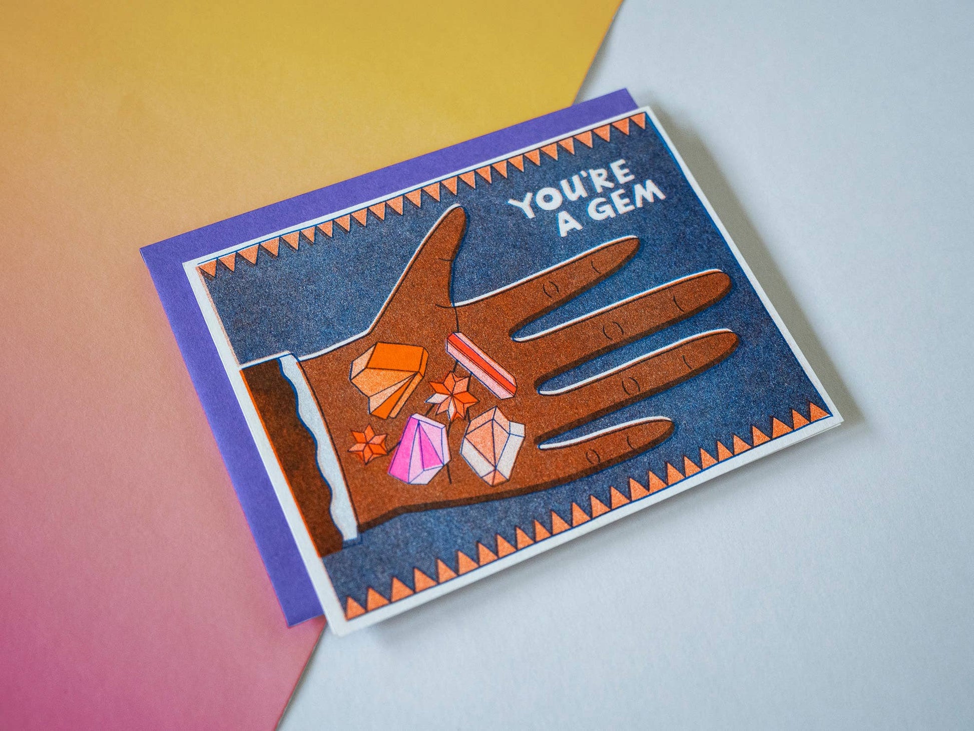you're a gem - risograph greeting card