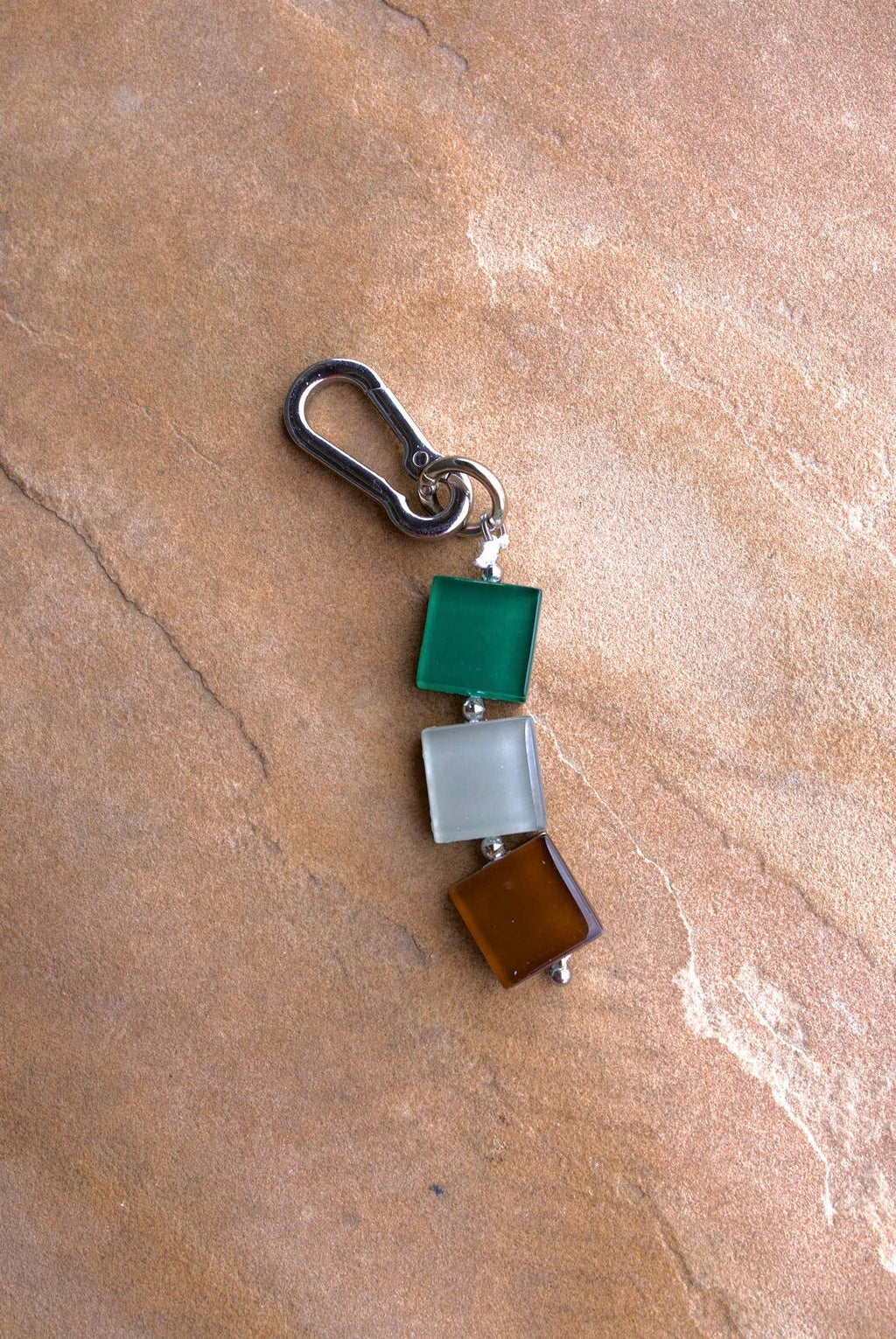 handmade glass tile bag charm / keychain
