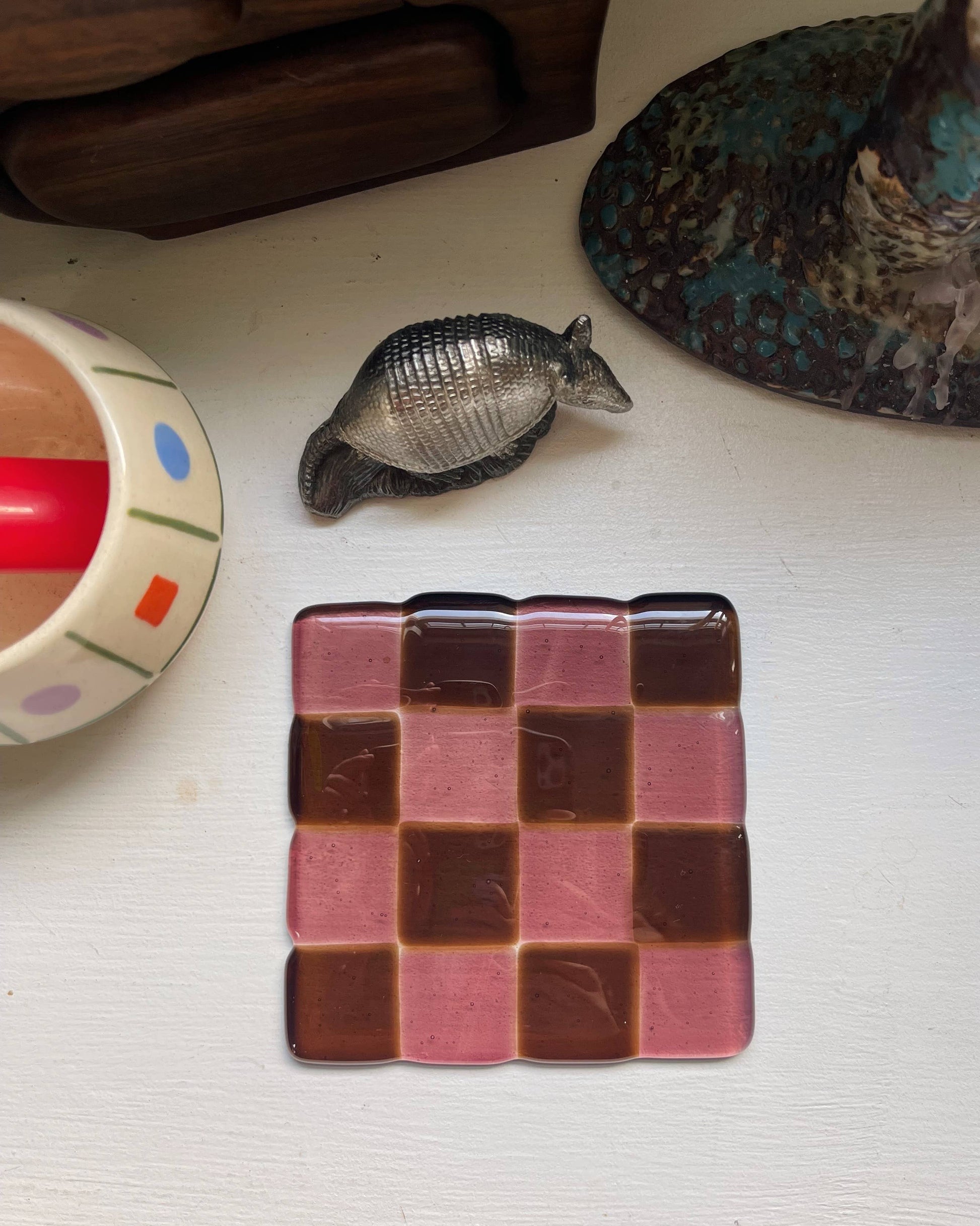 glass coaster checkerboard