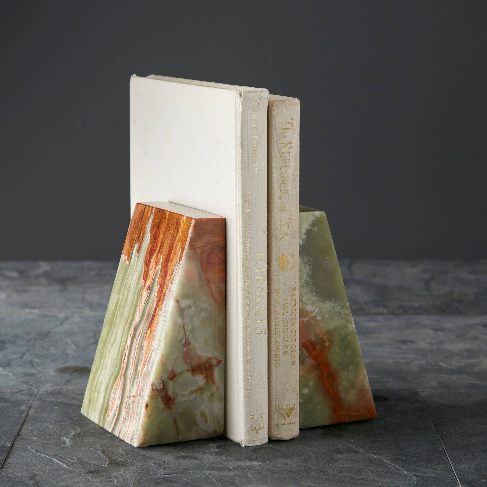 zeus collection whirl green onyx bookends