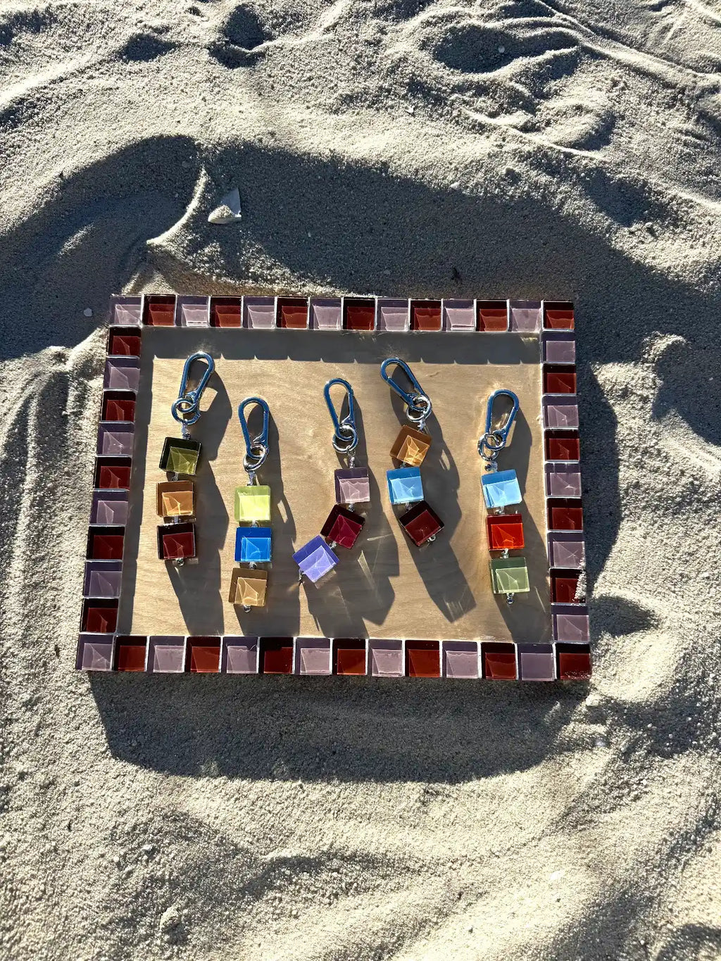 handmade glass tile bag charm / keychain