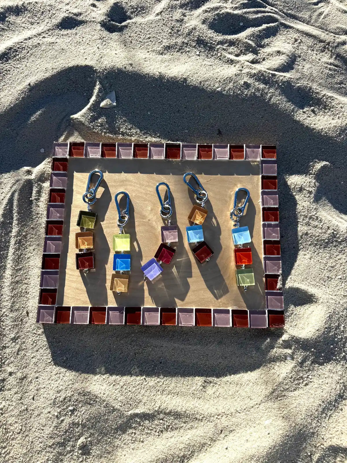 handmade glass tile bag charm / keychain