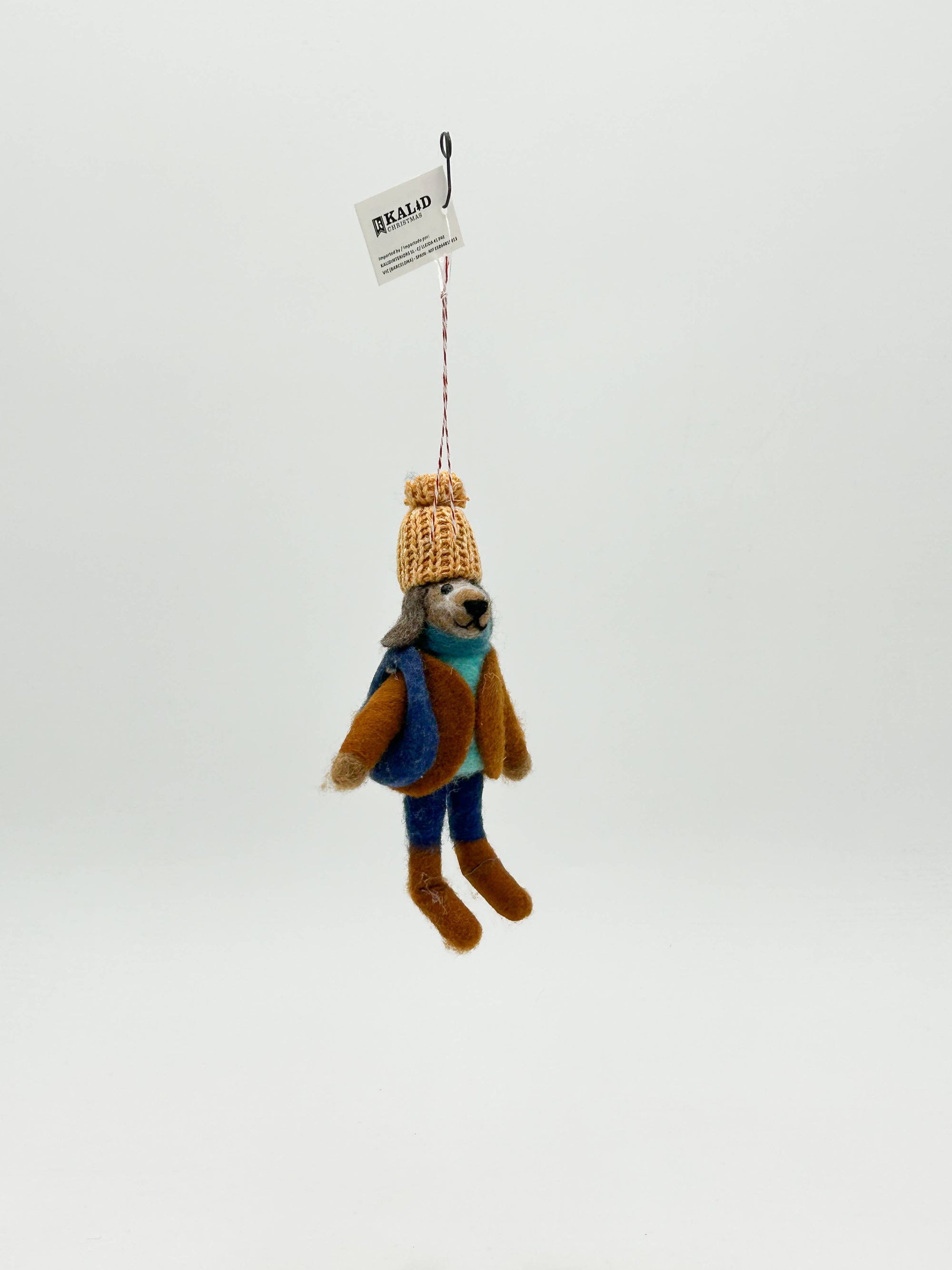 felt dog traveller ornament