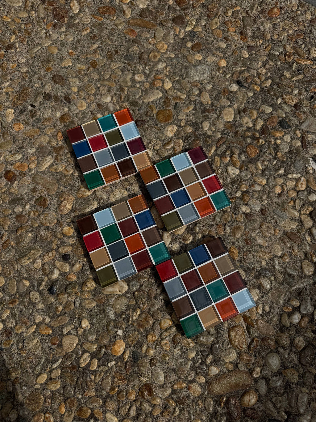 handmade glass tile coaster set - vintage (set of 4)