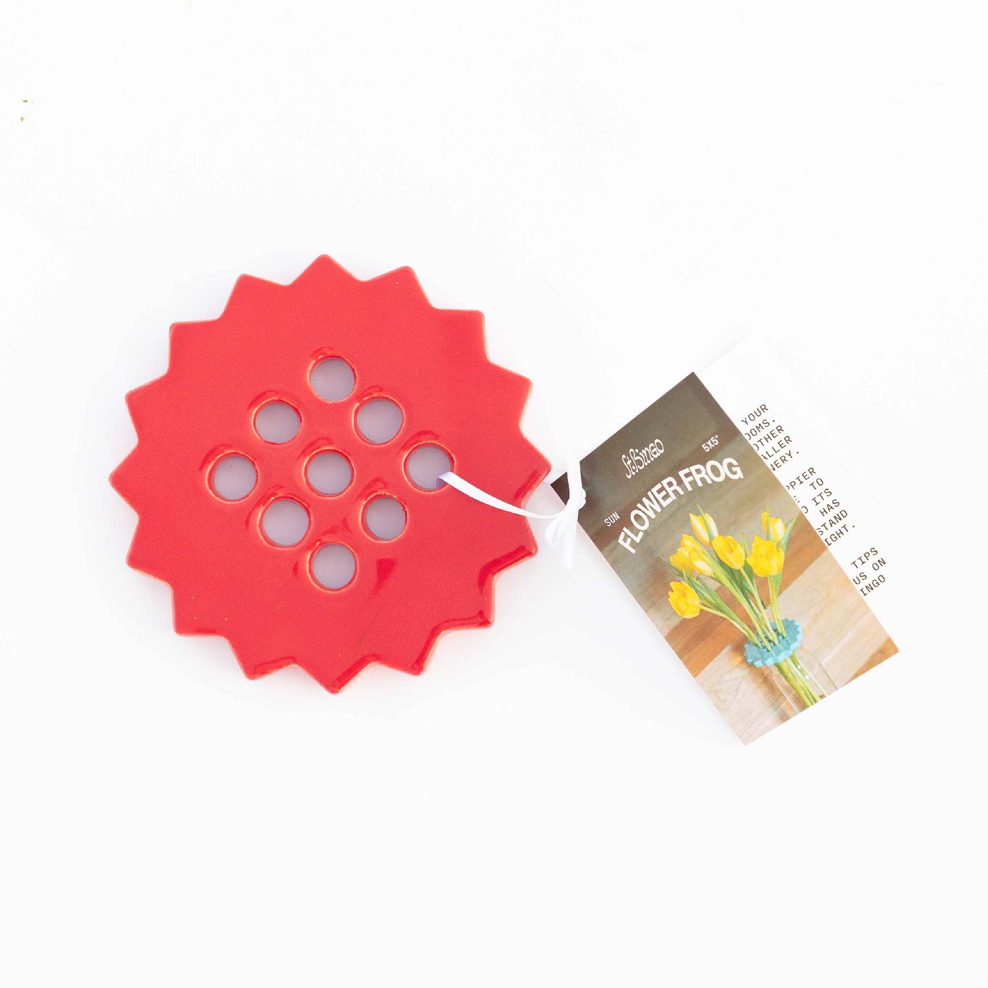 sunshine flower frog | ruby red | ceramic lid