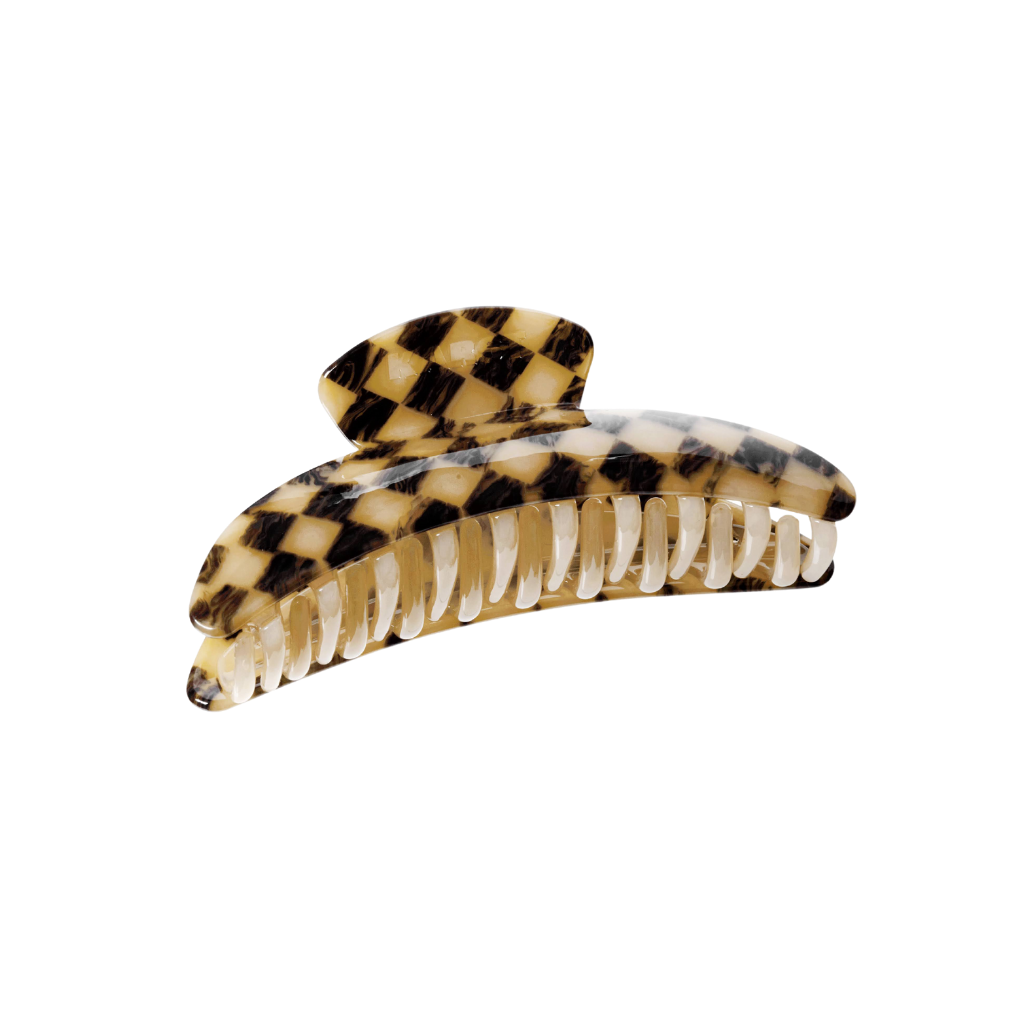 slim hair claw clip — faded checker