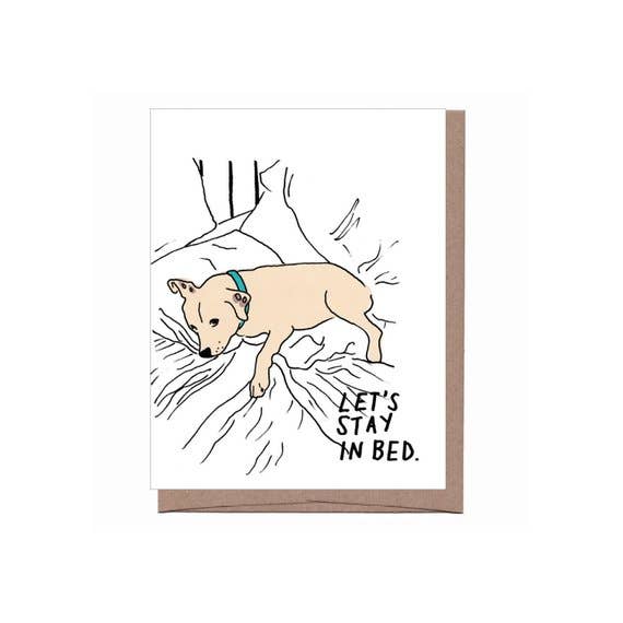 let's stay in bed greeting card