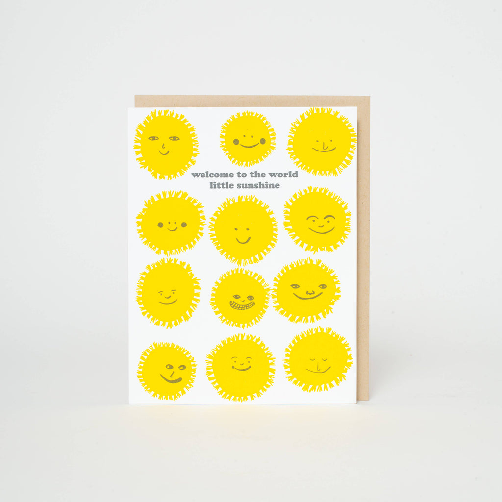 baby congrats welcome sunshine letterpress greeting card