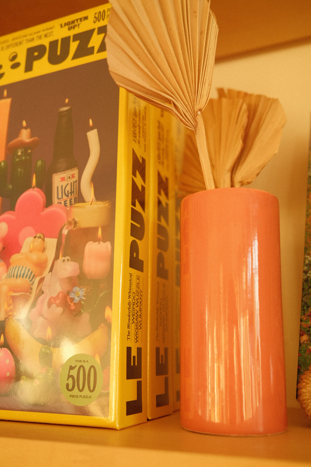 vintage peach ceramic handmade vase