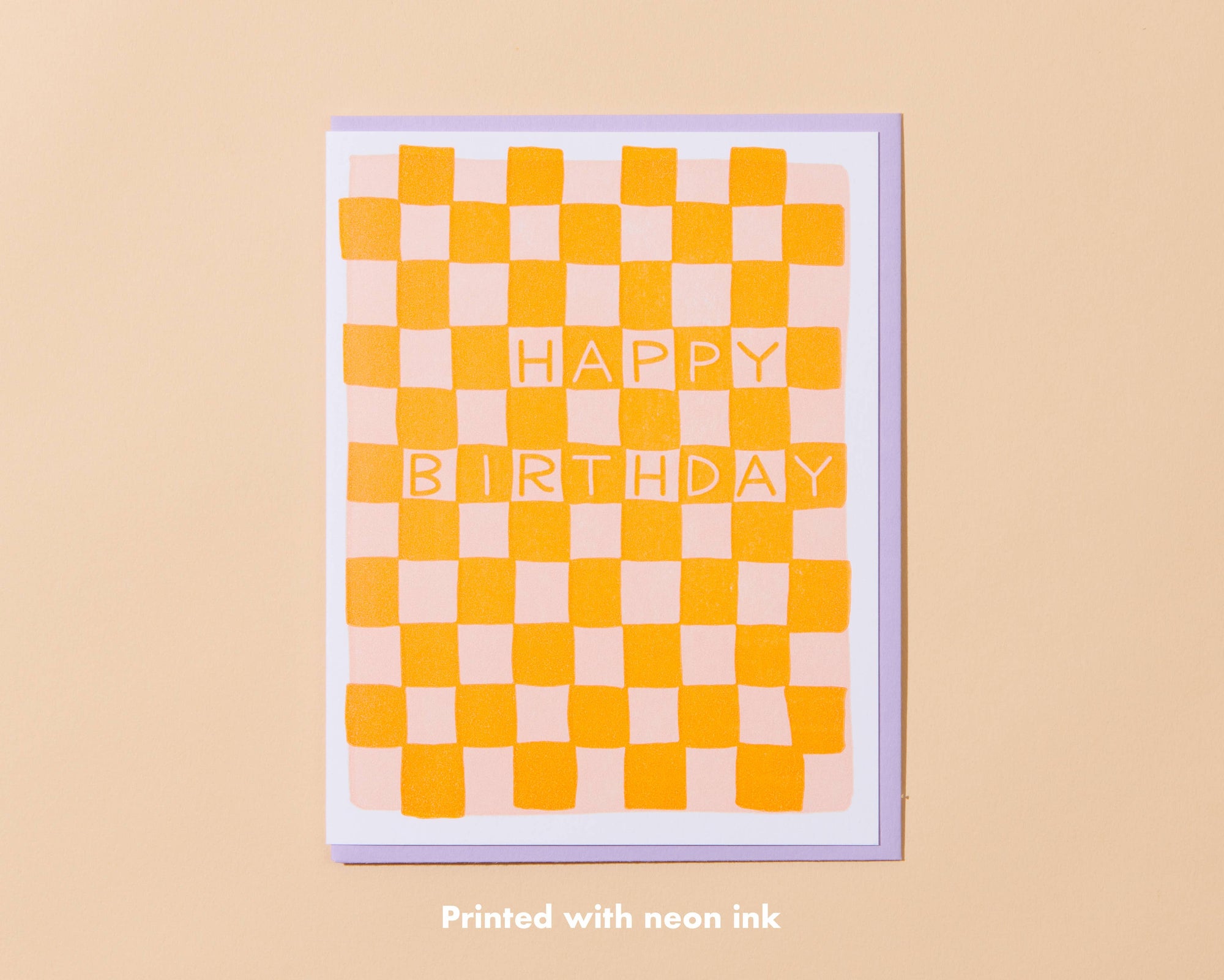 checkerboard birthday letterpress greeting card