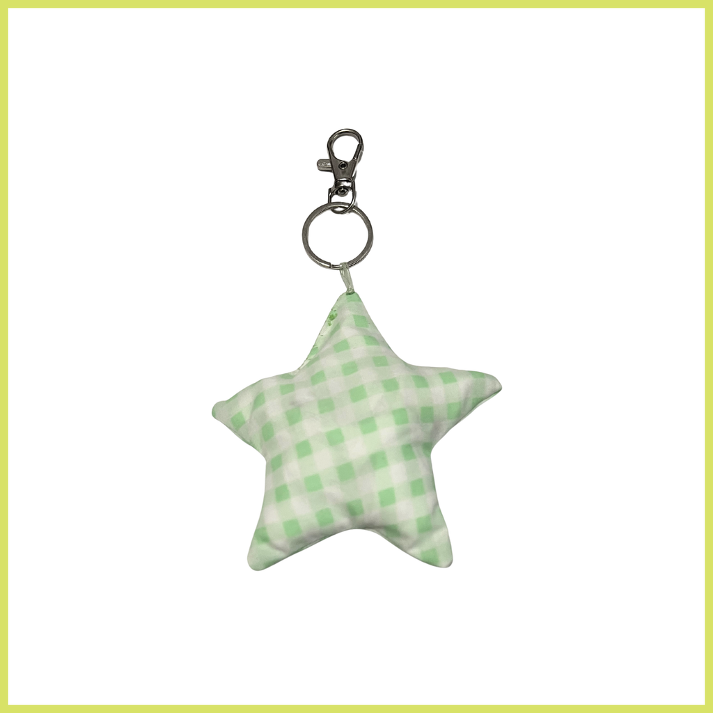 mint gingham bag charm