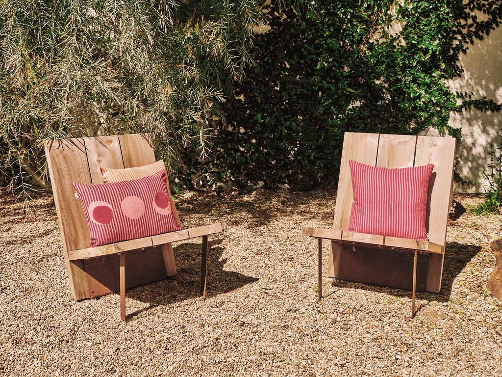 desert stripes- block printed pillow cover - (magenta)