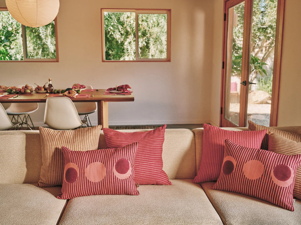 desert stripes- block printed pillow cover rectangle