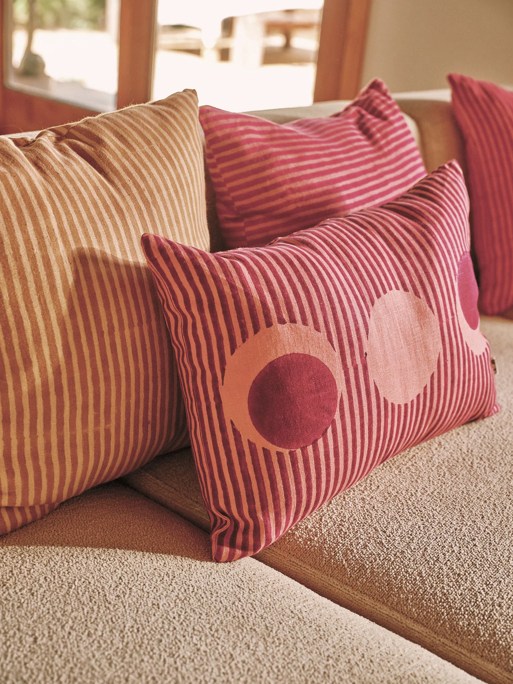 desert stripes- block printed pillow cover rectangle
