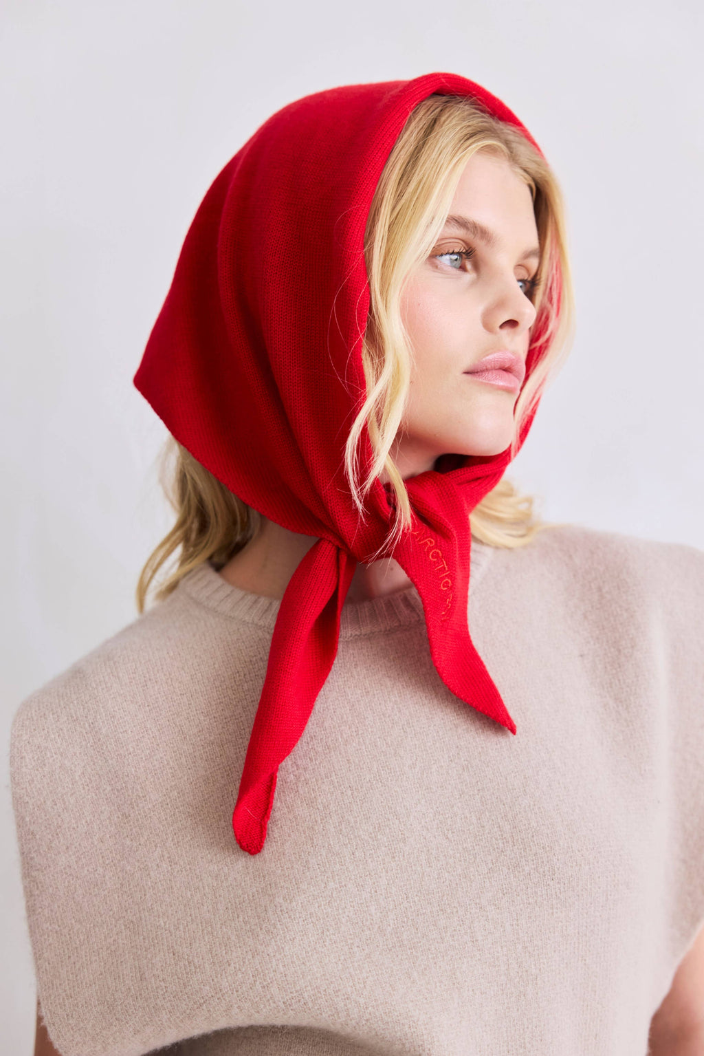 merino wool triangle scarf - flame red