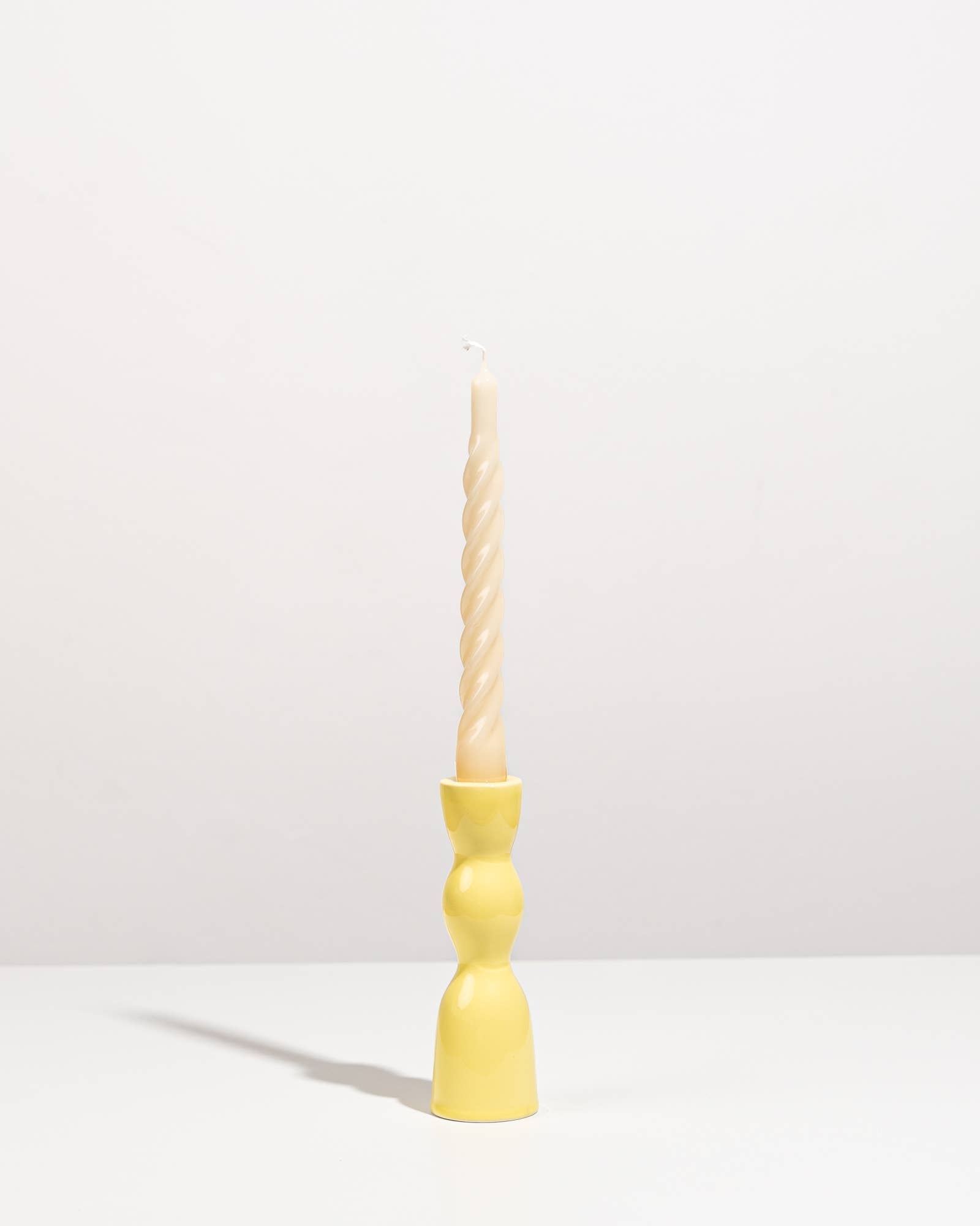 wave candleholder low - yellow
