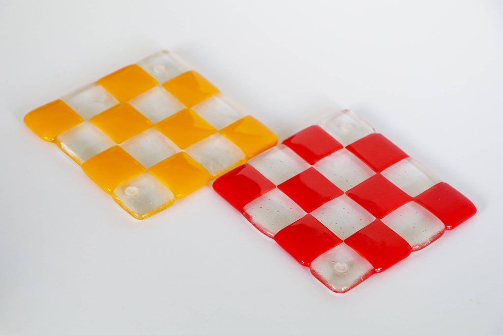 glass coaster checkerboard