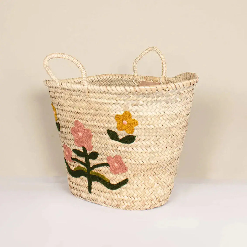 blossom elegance: handcrafted woven tote bag