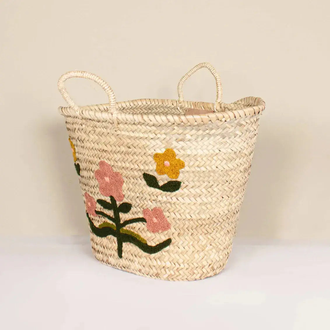 blossom elegance: handcrafted woven tote bag
