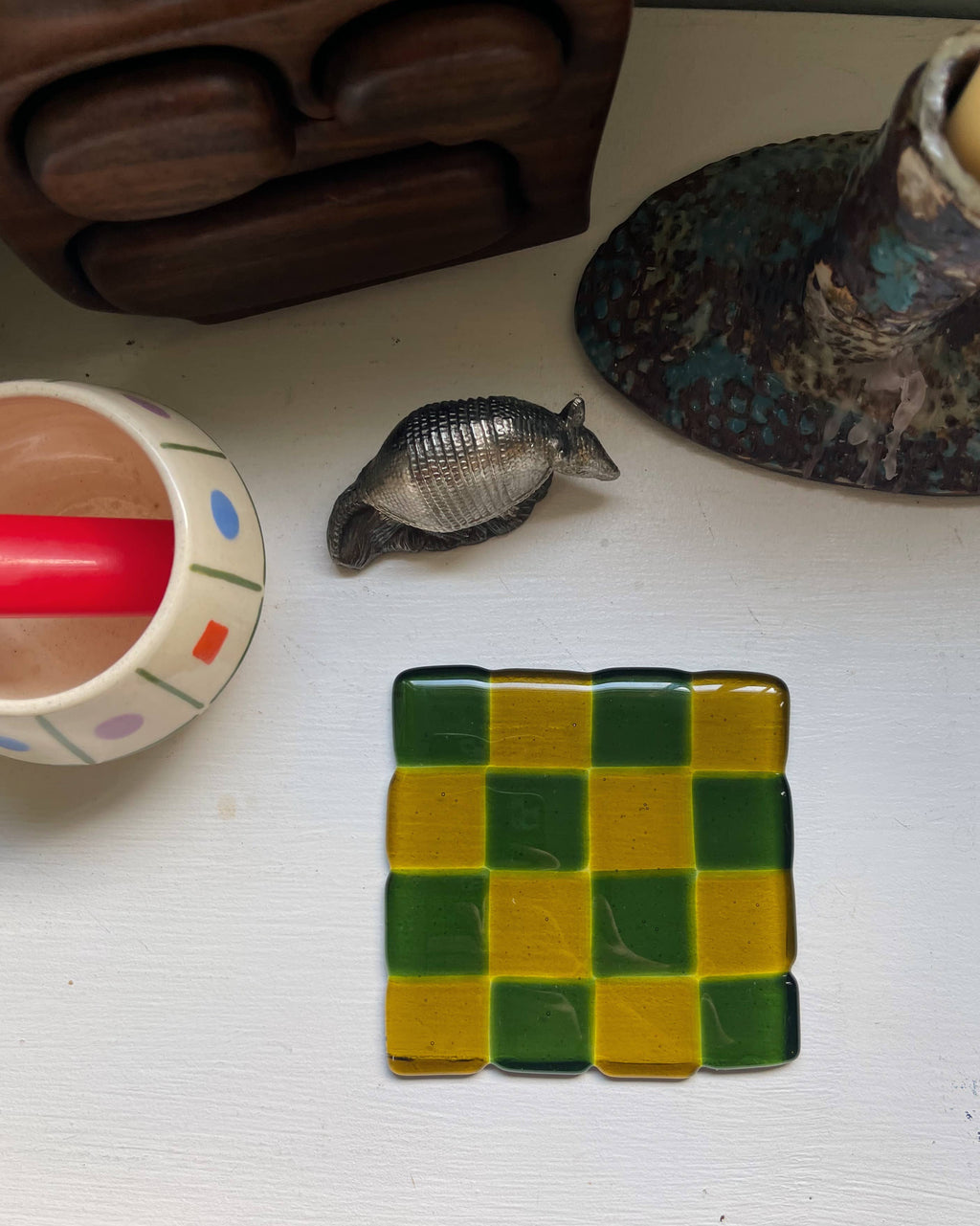 glass coaster checkerboard