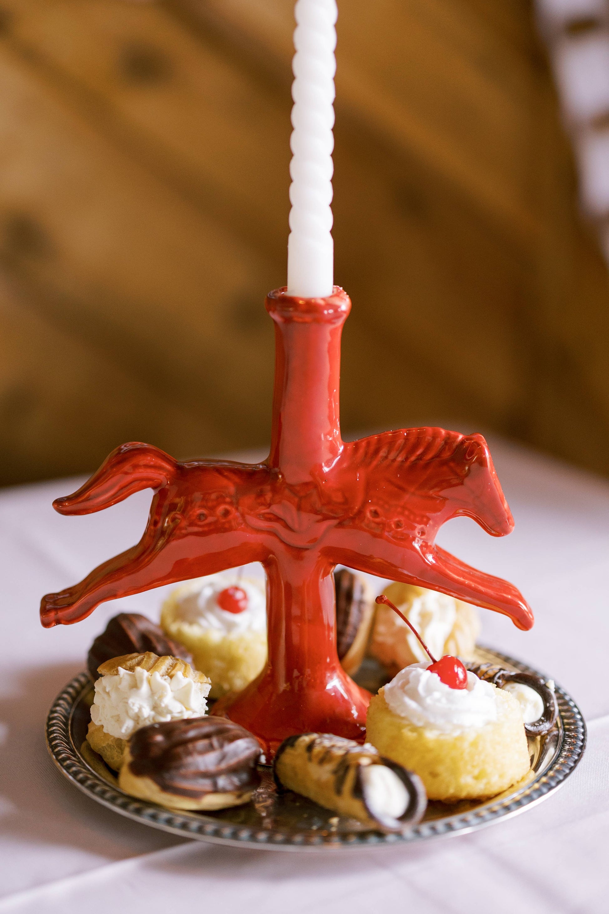dala horse candlestick holder | ceramic candlestick