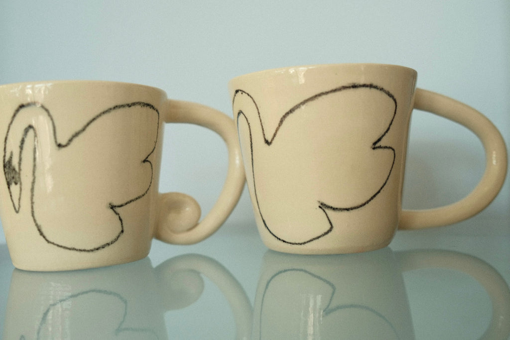 handmade swan mugs