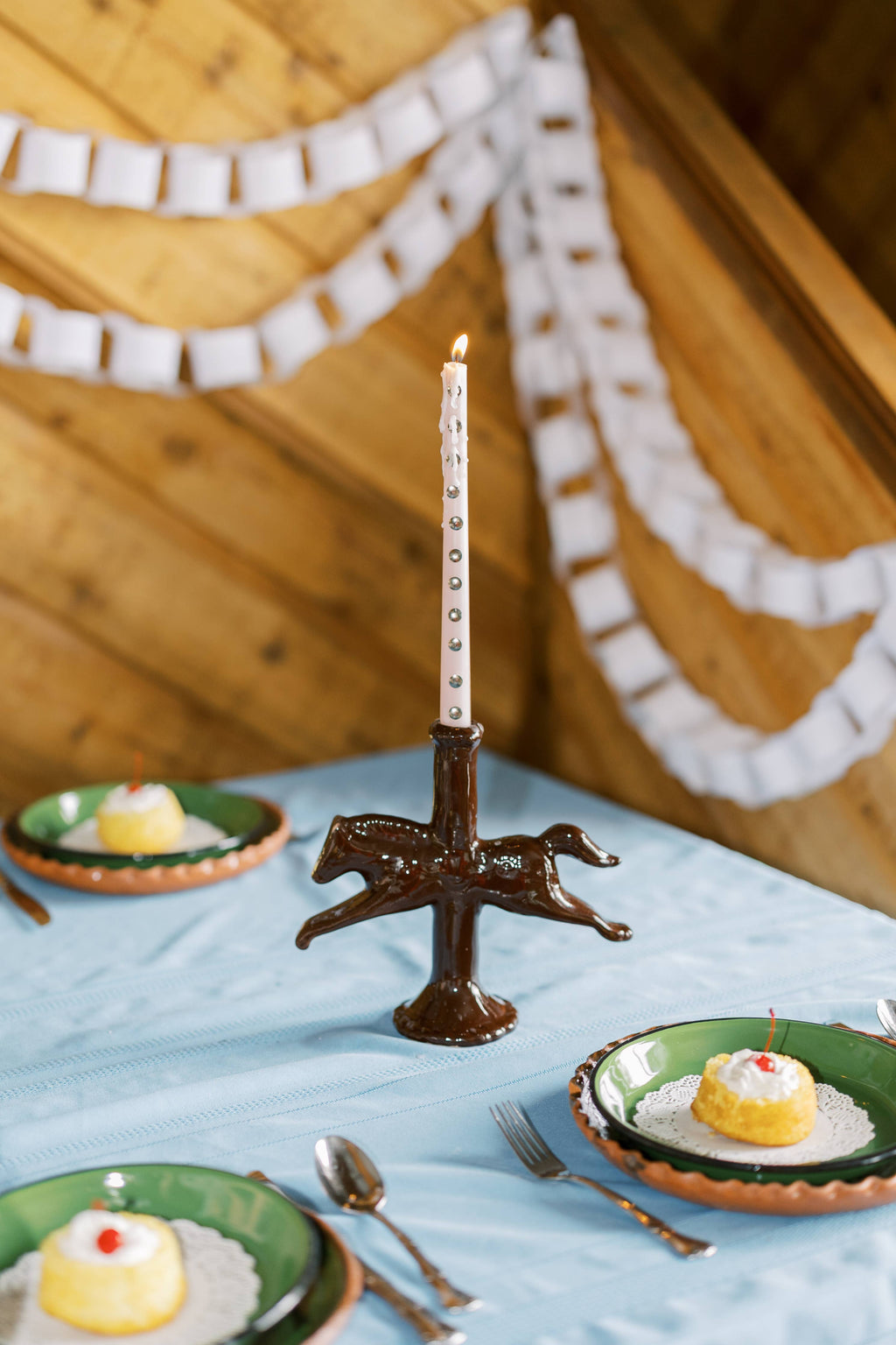 dala horse candlestick holder | ceramic candlestick