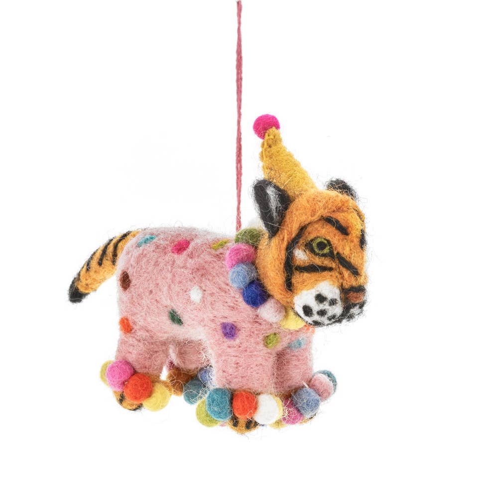 handmade felt party tiger ornament