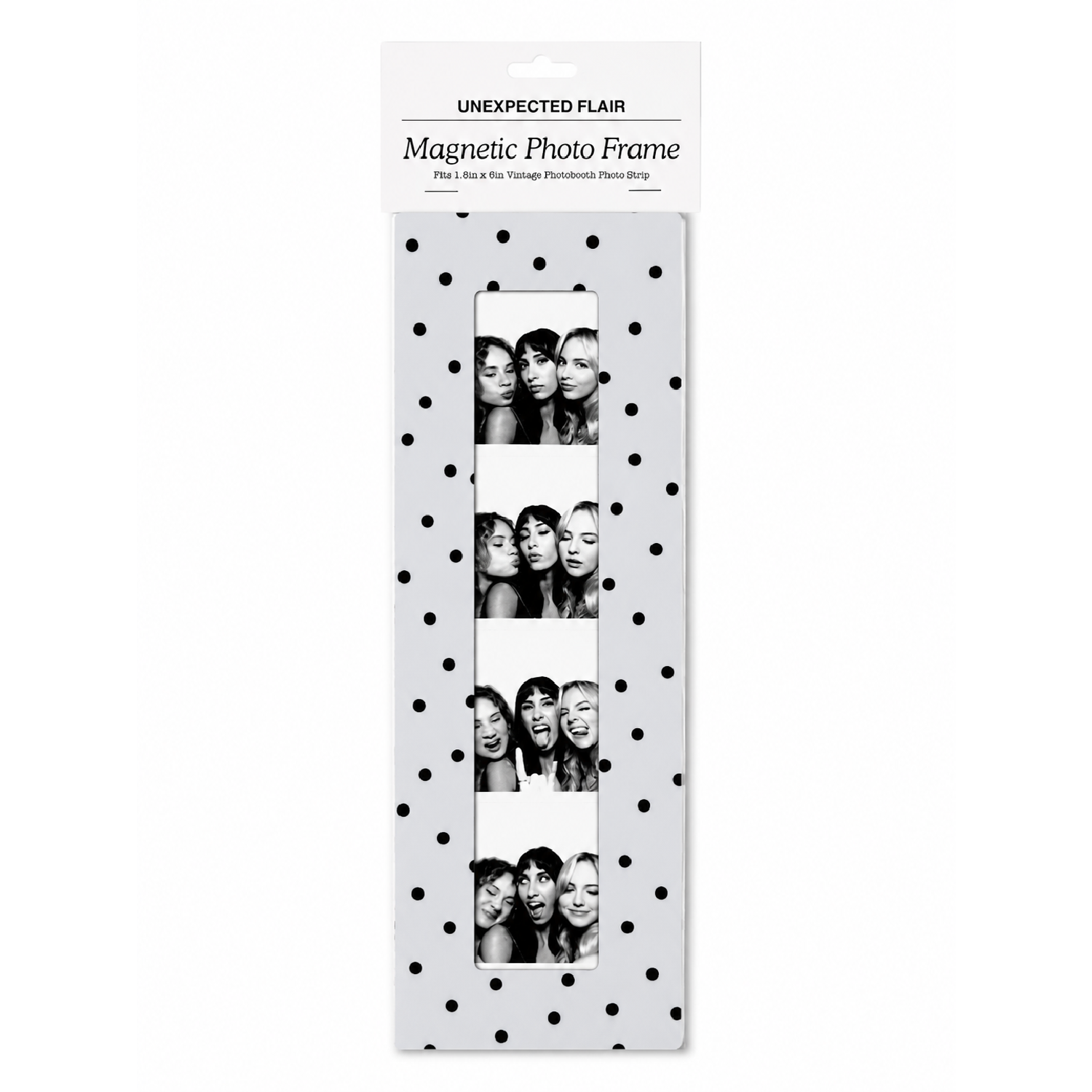 magnetic vintage photo booth frame - black polka dot