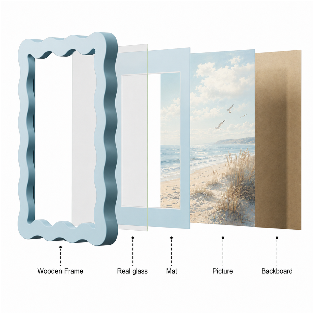 Colorful Wavy Edge MDF Wood Frame | Matte Painted Finish