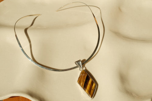 silver cat eye collar necklace